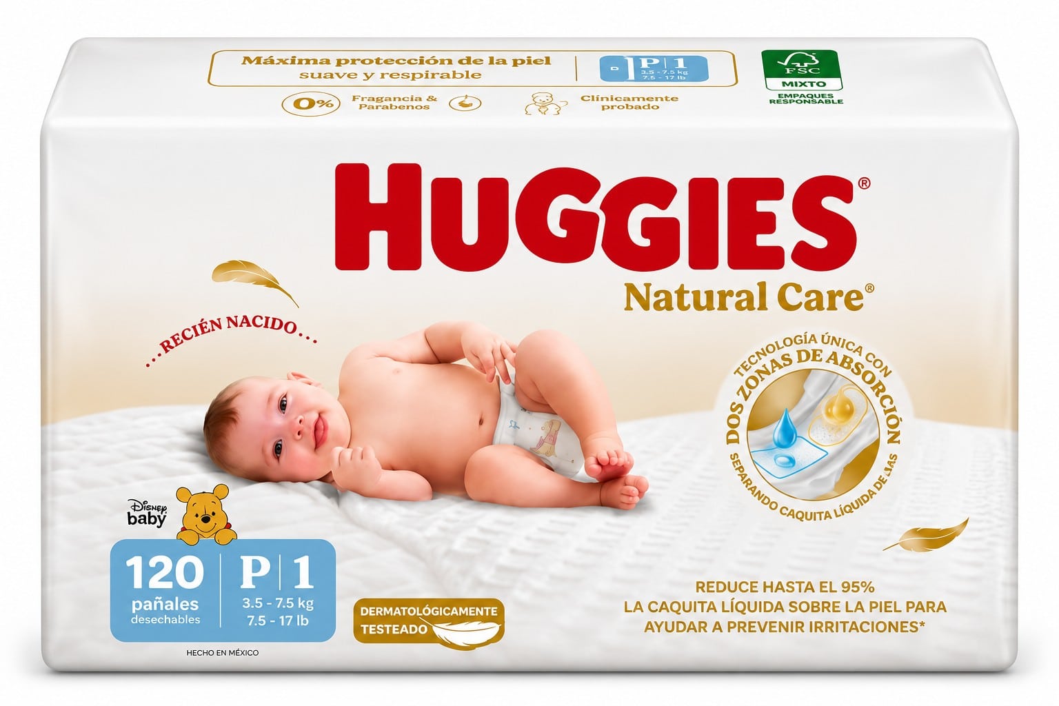 Pañales Huggies Nat Care Cuidado Puro y Nat Eta 1/P – x 120